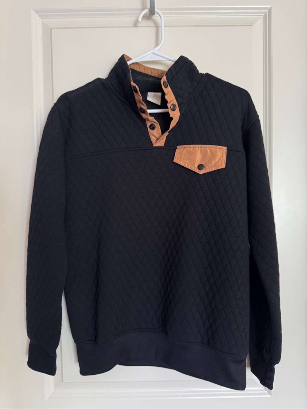 ZYIA Active Black Quilted Snap Pullover Sweatshirt S